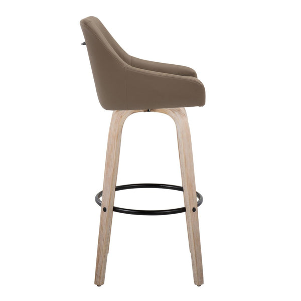 English Elm Adjustable Swivel Barstools Mid-century Walnut Faux Leather Kitchen Counter Set of 2 Brown B202S01920