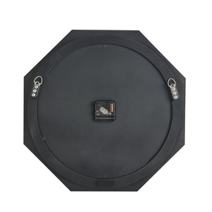 English Elm Mirrored octagonal wall clock with silver beaded trim, silent quartz, beveled mirror, bold Roman numerals W1005P365316