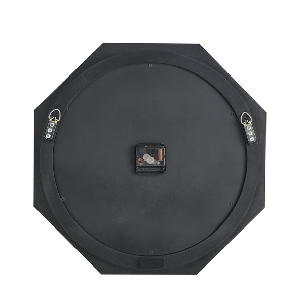 English Elm Mirrored octagonal wall clock with silver beaded trim, silent quartz, beveled mirror, bold Roman numerals W1005P365316