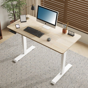 English Elm 55"×24" Electric Sit Stand Desk Steel Frame with Memory Presets and Usb-c Charging Port Oak W614P376317
