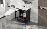 English Elm 20" Bathroom Vanity With Sink, Bathroom Cabinet With Soft Closing Glass Door, A Drawer, Black