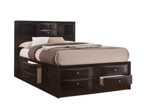 English Elm Dark Sleigh Bed Queen Size Elegant Louis Philippe Wooden Frame with Curved Headboard and Footboard, Classic Bedroom Centerpiece Cherry 32.2 L x 20.72 W x 16.7 H B2741S00609