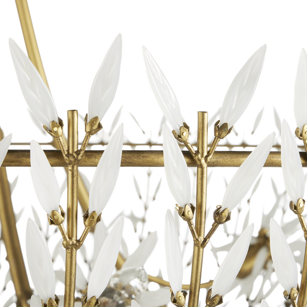 Magnum Opus Grande Chandelier: Exquisite Vintage-Style Fixture with Elegant Brass & White Glass Design