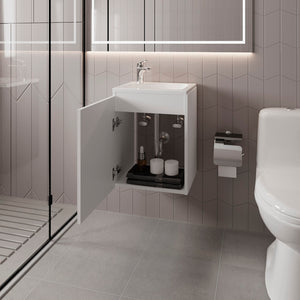 English Elm Summit Floating Wall Mount Vanity Cabinet Matte Finish Modern Bathroom Storage White B092P439898