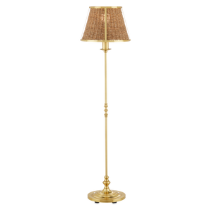 Deauville Floor Lamp - Handmade Seagrass & Brass Light Fixture with French Flair for Elegant Spaces