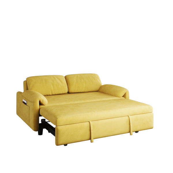 English Elm Dual-Purpose Velvet Sofa Bed Blue Black Pink - Stylish Retractable 2-Seater with Solid Wood Frame, 500lb Support W3371P302134