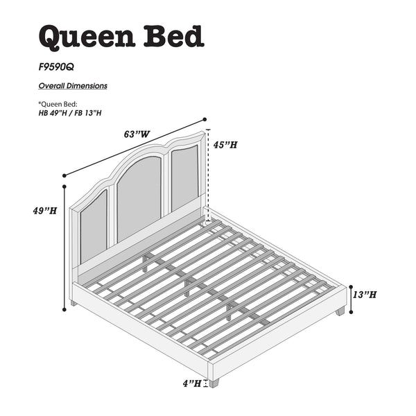 English Elm QUEEN Faux Leather Bed Frame in Black with Solid Wood Frame, 49" Headboard, 13" Footboard — Sleek Modern Design B089S00133