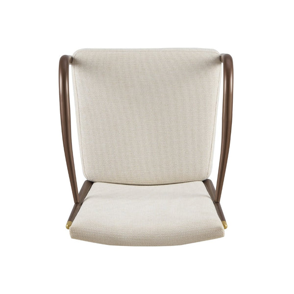 English Elm Modern Gold Accent Iron Frame Dining Arm Chairs Upholstered Set of Two for Elegant Spaces Brown+Beige N771P345830W