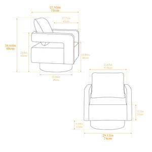 English Elm 29.13" Swivel Accent Chair — Modern Bouclé Rotating Lounge Seat with Removable Cushion & Solid Wood Frame Beige W3188P280195