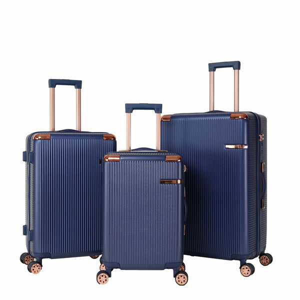 English Elm 4-piece Hard Shell Abs Spinner Luggage Set with Built-in Lock and Telescoping Handle Blue T3292P337811