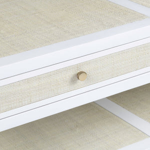 Crestview Collection Coastal Cocktail Table With Storage | Durable Mindi Wood & Woven Raffia | Chic Living Room Accent White Solid Wood Cvfdr1150