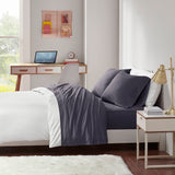 Intelligent Design Cotton Blend Jersey Knit Casual All Season Sheet Set ID20-1249 Dark Grey