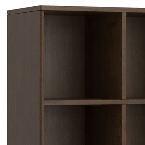 English Elm Harper Walnut Brown 6-Cube Storage with 3 Drawers - Handcrafted Wood Cabinet, Tapered Legs, 48" B136P238612