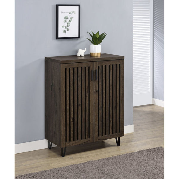 English Elm Clackamas Engineered Wood Shoe Cabinet with Hairpin Legs and Matte Gold Hardware Oak B062P440405