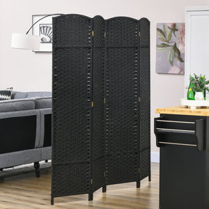 English Elm Homcom 4-Panel Folding Room Divider - Stylish Privacy Screen For Home Office & Bedroom, Black Finish W2225P200678