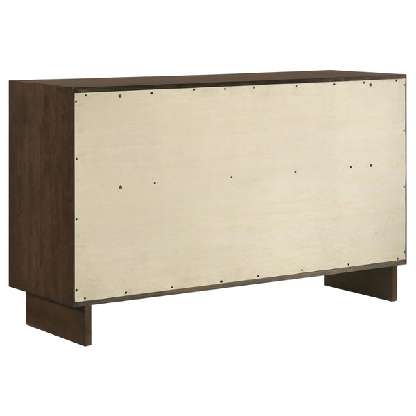 English Elm Hemlock Warm Brown Eastern King Bedroom Set with Platform Bed and Floating Base B062S01536