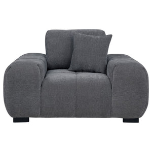 English Elm Plather Channel Tufted Accent Chair Wide Waterfall Arms Foam Seat Living Room Charcoal Grey B062P447953