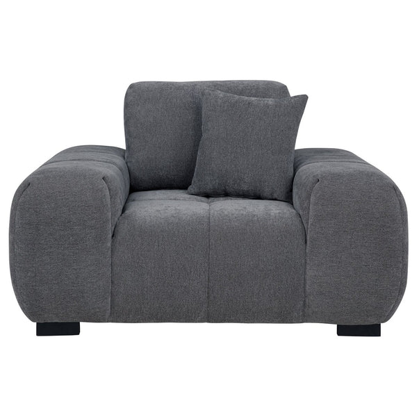 English Elm Plather Channel Tufted Accent Chair Wide Waterfall Arms Foam Seat Living Room Charcoal Grey B062P447953