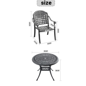 English Elm 3-piece Cast Aluminum Outdoor Bistro Set with Carved Petal Patterned Stacking Chairs W1710S00627