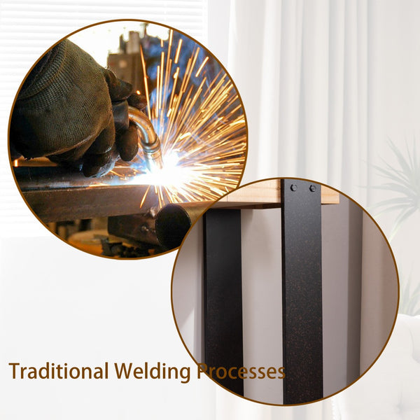 English Elm Rustic Industrial Console Table Weathered Steel Legs Engineered Wood Entryway Accent W2729P414724