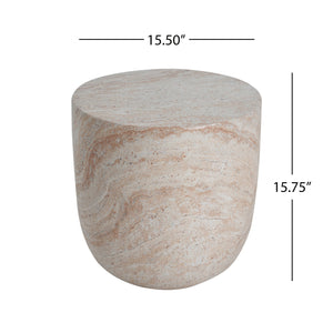 English Elm Christopher Knight Home® - Outdoor/Indoor Lightweight Concrete Side Table – Elegant Travertine Finish For Versatile Use & Style N773P253804Z