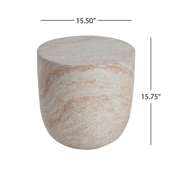 English Elm Christopher Knight Home® - Outdoor/Indoor Lightweight Concrete Side Table – Elegant Travertine Finish For Versatile Use & Style N773P253804Z
