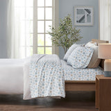 True North by Sleep Philosophy Cozy Flannel Casual Printed Sheet Set TN20-0064 Tan/Blue Snowflakes