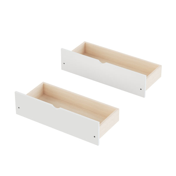 English Elm Twin Corner Daybed with Storage Drawers Bookshelf Wood L-shape Frame for Small Rooms White N733S369272K