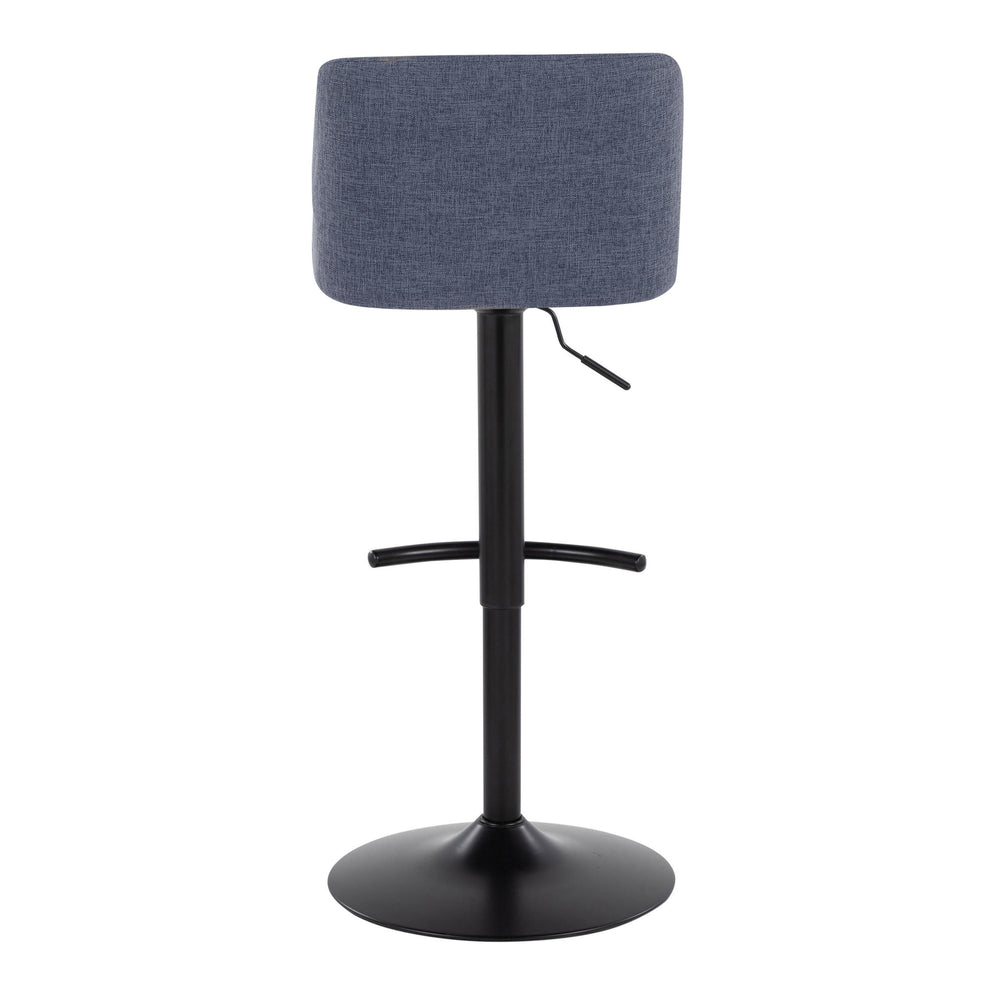 English Elm Toriano Adjustable Swivel Barstool Set of 2 — Mid-Century Padded Fabric Seat, Black Metal Base, Footrest Grey B202S01038