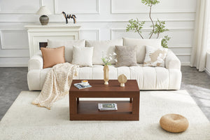 English Elm Modern Two Tier Rectangular Coffee Table with Open Shelf Mdf Frame for Living Rooms W3875P389609