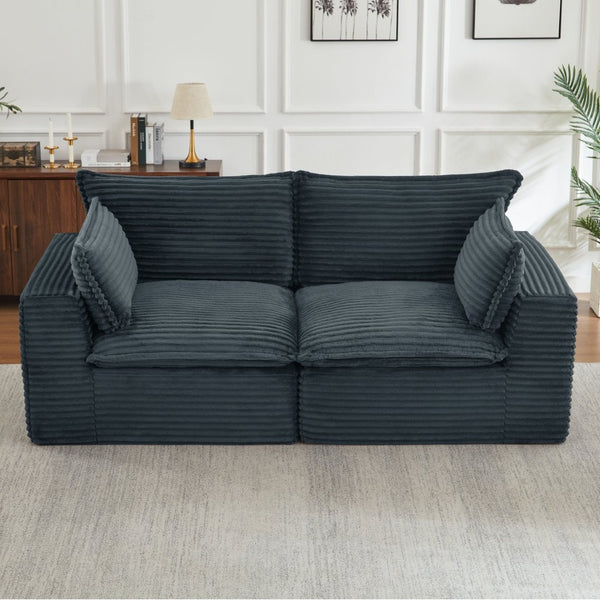 English Elm Loveseat Corduroy Cloud Couch Modular Design for Plush Deep Lounging in Any Room W2339P379593