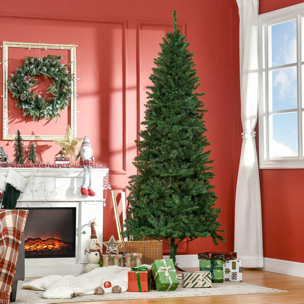 English Elm Homcom 7' Slim Fir Artificial Christmas Tree - Realistic, Space-Saving Design For Holiday Cheer W2225P229505