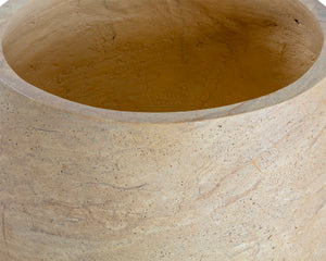 Sunpan ASTER Planter - Small Round Travertine-Look GFRC Pot for Indoor & Outdoor Spaces, Elegant Decor 111375
