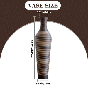 English Elm 39.4" Handcrafted Pvc Floor Vase Textured Brown Gradient Boho Entryway Accent W2796P446192