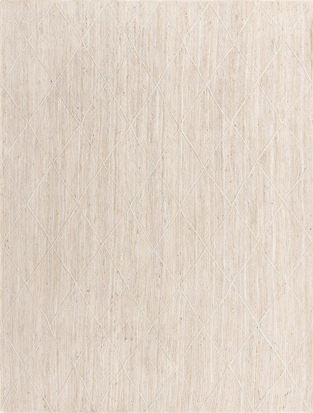 Unique Loom Braided Jute Trellis Hand Braided Solid Rug Ivory,  9' 0" x 12' 0"