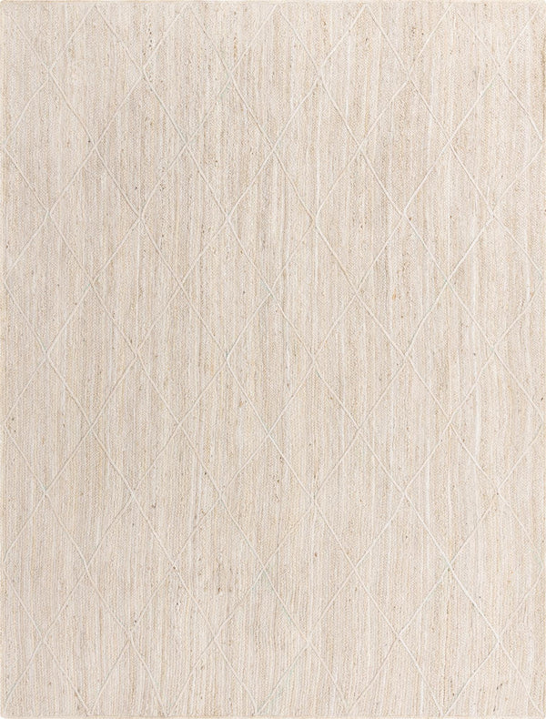 Unique Loom Braided Jute Trellis Hand Braided Solid Rug Ivory,  9' 0" x 12' 0"