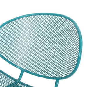 English Elm Christopher Knight Home® - ELBA Modern Mesh Shell Chat Set with Powder-Coated Iron Frame, Retro Minimal Outdoor Seating Teal N775P250740T