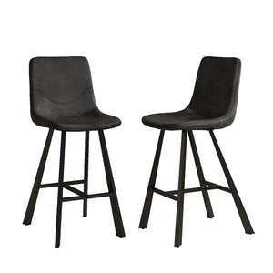 English Elm Faux Leather Counter Stools Set of Two Ergonomic Curved Back Metal Frame Kitchen Seating Black Pu W5096P400378