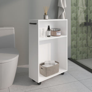 English Elm Storage Cart Compact 32.2" H with 2 Shelves & 4 Wheels, White Engineered Wood, Eco-Friendly Mobile Organizer B097P395913