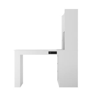 English Elm L Shaped Desk With Integrated Charger & Led Light – Modern Corner Computer & Gaming Workstation With Storage W1321S00016