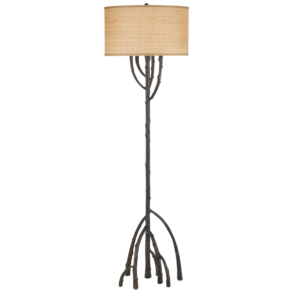 Mangrove Bronze Floor Lamp – Nature-Inspired Design with Unique Root Base and Grasscloth Shade