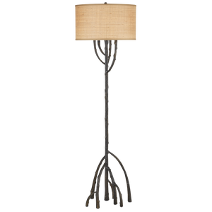 Mangrove Bronze Floor Lamp – Nature-Inspired Design with Unique Root Base and Grasscloth Shade
