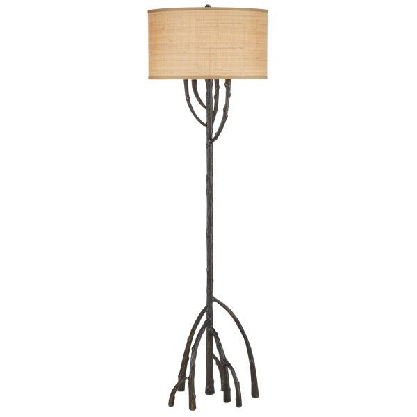 Mangrove Bronze Floor Lamp – Nature-Inspired Design with Unique Root Base and Grasscloth Shade