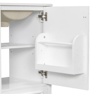 English Elm 20 Inch Bathroom Vanity with Ceramic Sink, Soft-Close Door, Adjustable Shelf, Smart Storage Organizing Design White N729P299505K
