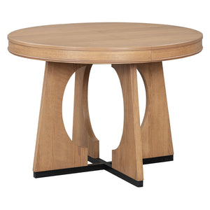 English Elm TREXM Retro Extendable Dining Set for 4 with 16" Leaf, Upholstered Chairs, Mid-Century Geometric Flair Natural ST000131AAD