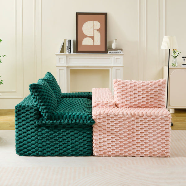 English Elm Luxury Color-Block Turtle Velvet Sofa – Versatile Modular Design For Cozy Living Room Comfort & Style W3371S00049