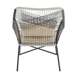 English Elm Ashland 5-Piece Outdoor Conversation Set with UV-Resistant Waterproof Fabric, Rustproof Steel Frame Cream B365P398240