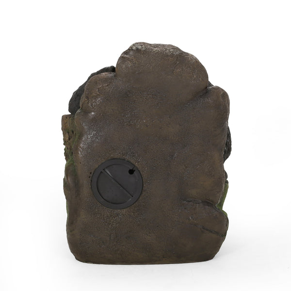 English Elm Christopher Knight Home® - 23.75" Hand Crafted Weather-Resistant Floor Fountain with LED Underwater Lights, Faux Stone Moss Black, 23.75" 71776.00MBLK