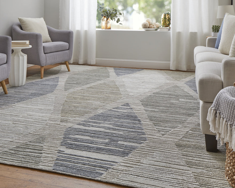 Feizy Rugs Elias Handwoven Area Rug - Modern Bohemian Elegance In Gray And Blue With Unique Abstract Design Ivory,Blue,Brown Viscose,Wool Els69fwfivyblup00