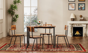 English Elm 5-Piece Modern Dining Set for Small Spaces — 43.3" MDF Top Table with Metal Frame and 4 Chairs, Easy Clean Brown W578133461